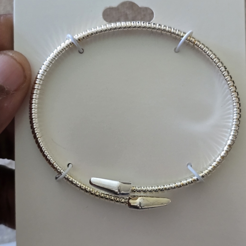 And Now This Silver Plated Bangle Bracelet Women New - Picture 5 of 9